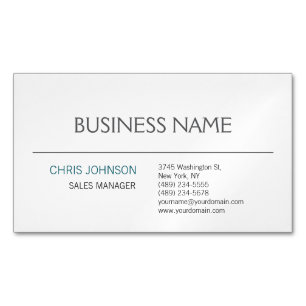 Contemporary Modern Minimalist Plain Magnetic Business Card