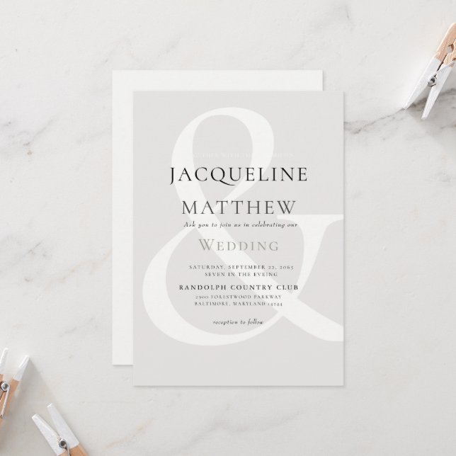 Contemporary Modern Neutral Wedding Invitation (Front/Back In Situ)