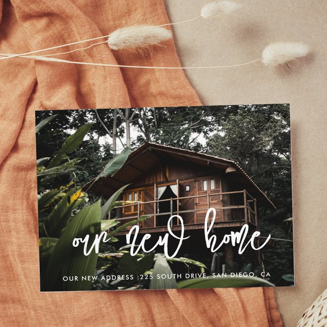 Contemporary modern photo moving announcement postcard (Creator Uploaded)