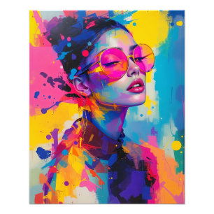 Contemporary Modern Portrait Women Pink glasses Photo Print