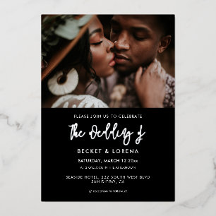Contemporary modern wedding photo black & silver