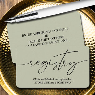 Contemporary Modern Wedding Registry Enclosure Card