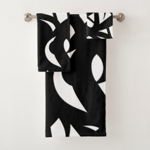 Contemporary Modern White / Black Bath Towel Set