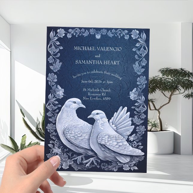 Contemporary Modern White Doves Wedding        Invitation (Creator Uploaded)