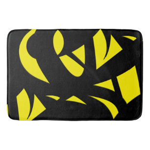 Contemporary Modern Yellow / Black Bath Mat