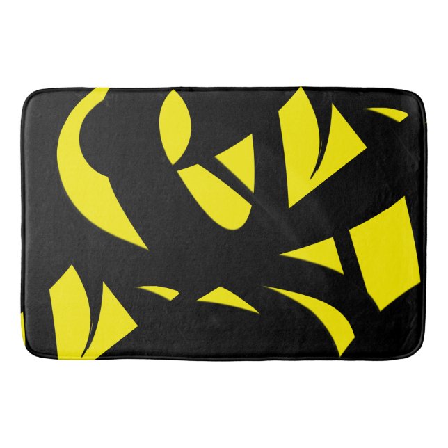 Contemporary Modern Yellow / Black  Bath Mat (Front)