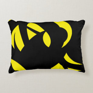 Contemporary Modern Yellow / Black  Decorative Cushion