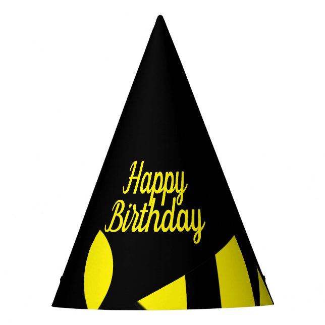 Contemporary Modern Yellow / Black  Party Hat (Front)