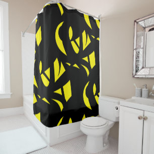 Contemporary Modern Yellow / Black  Shower Curtain