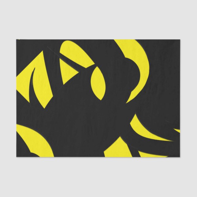Contemporary Modern Yellow / Black  Tissue Paper (Front)