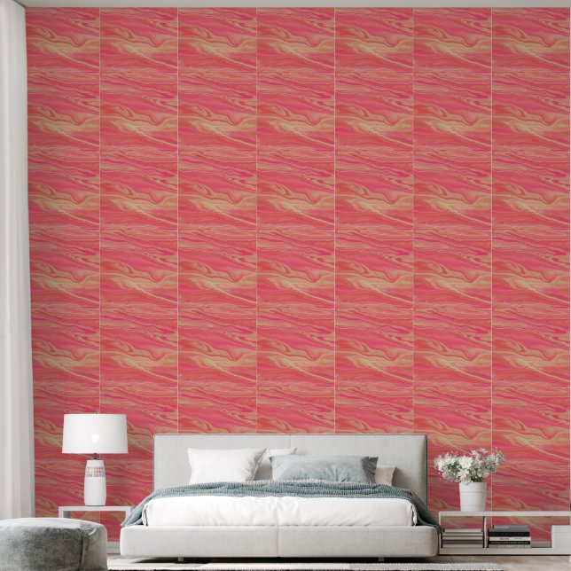 Contemporary Modern Yellow Pink  Wallpaper (Bedroom)