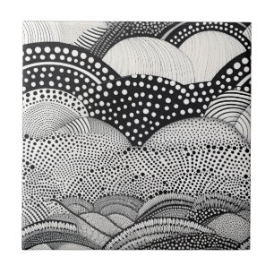 Contemporary Monochrome Abstract Geometry Pattern Ceramic Tile