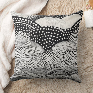 Contemporary Monochrome Abstract Geometry Pattern Cushion