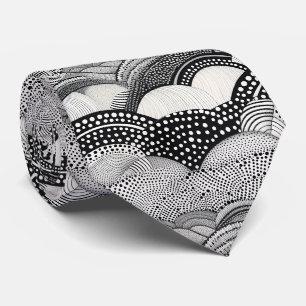Contemporary Monochrome Abstract Geometry Pattern Tie