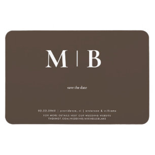 Contemporary Monogram Chocolate Save the Date Magnet