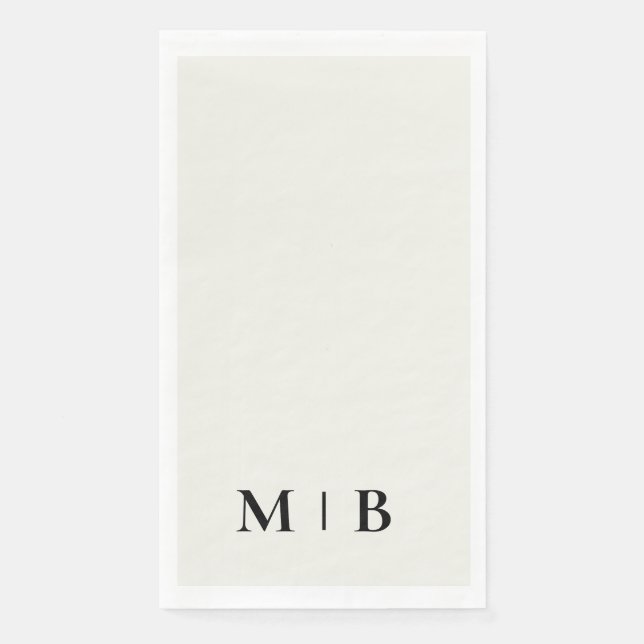 Contemporary Monogram Cream Black Text Wedding Napkin (Front)