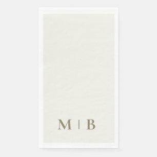 Contemporary Monogram Cream Gold Text Wedding Napkin