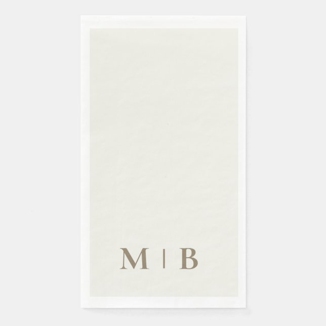 Contemporary Monogram Cream Gold Text Wedding Napkin (Front)