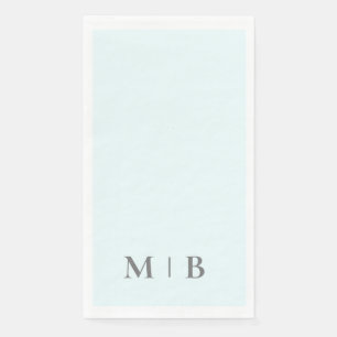Contemporary Monogram Ice Blue Grey Text Wedding Napkin