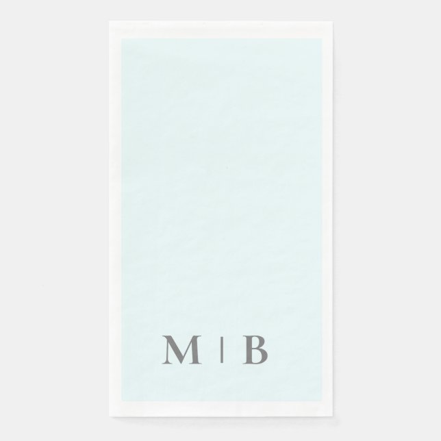 Contemporary Monogram Ice Blue Grey Text Wedding Napkin (Front)