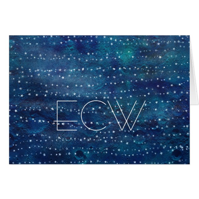Contemporary Monogram Note Cards-Starry Lines (Front Horizontal)