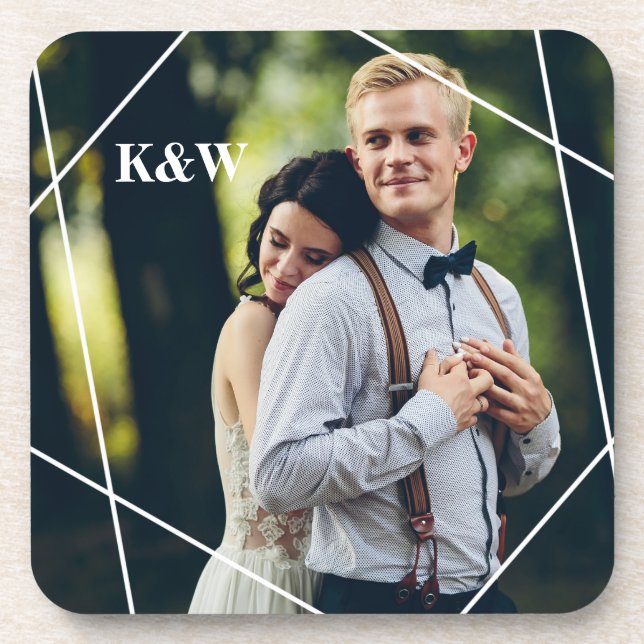 Contemporary Monogram Photo Coaster (Front)