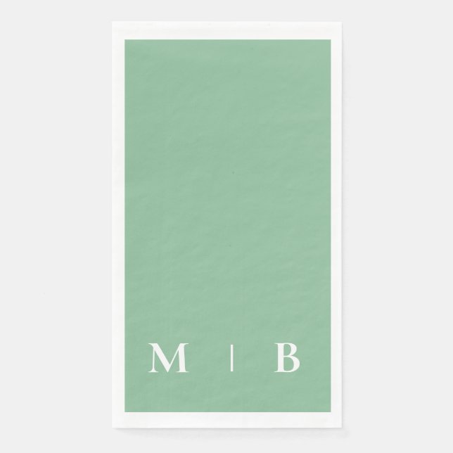 Contemporary Monogram Summer Green Wedding Napkin (Front)
