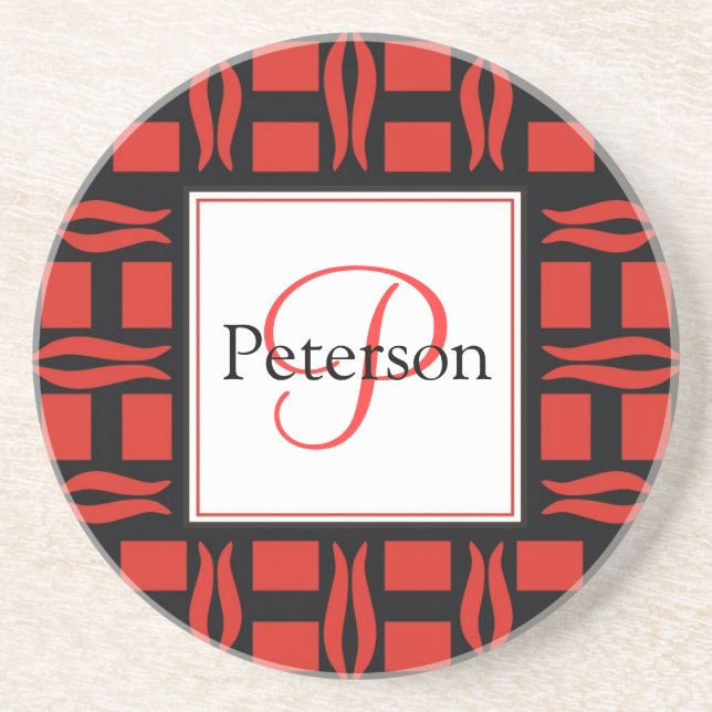 Contemporary Monogram Wedding Coaster (Front)