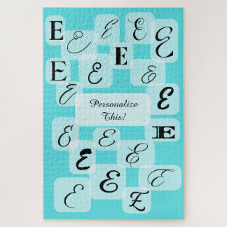 Contemporary Monograms Customisable: "E" Aqua Jigsaw Puzzle