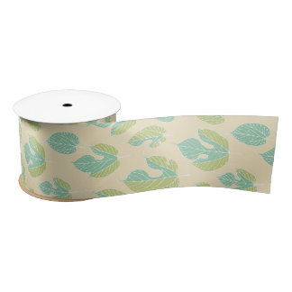 Contemporary Mulberry Leaves Pattern  Satin Ribbon