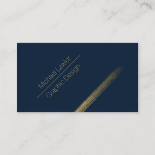 Contemporary Navy Blue with Gold Business Card