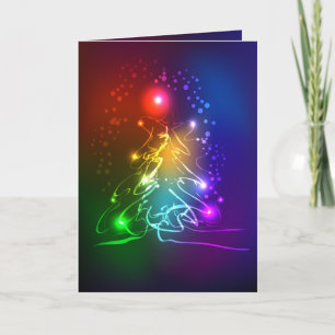 Contemporary Neon Christmas Tree Holiday Card