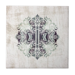 Contemporary Neutral Celtics Cross Hip Pattern Ceramic Tile