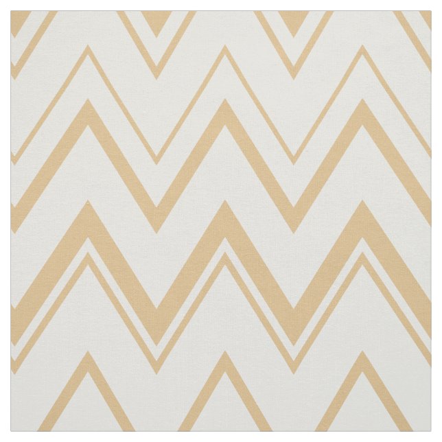 Contemporary neutral gold  white chevron pattern fabric (Swatch)