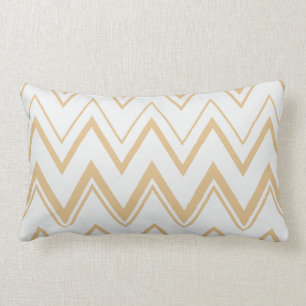 Contemporary neutral gold  white chevron pattern lumbar cushion