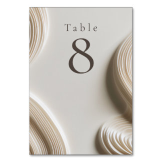 Contemporary off-white wedding  table number