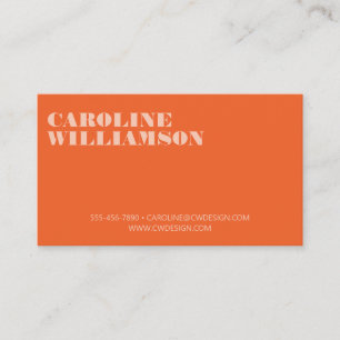 Contemporary Orange Minimalist Bold Name Logo Business Card