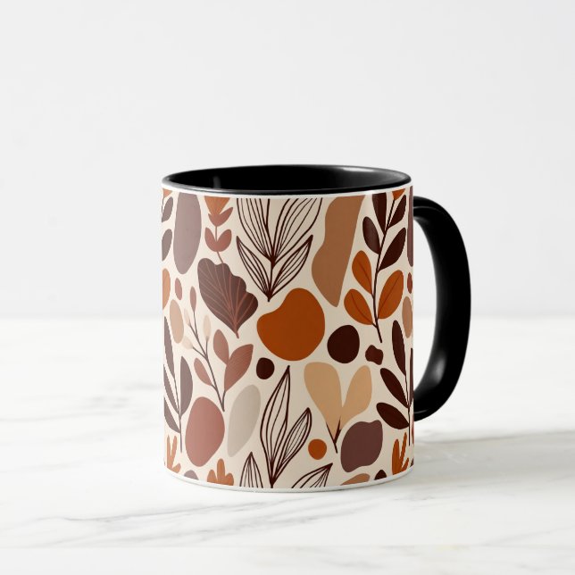 Contemporary Organic Pattern Mug – Earthy Tones (Front Right)