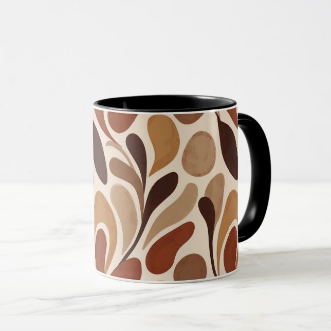 Contemporary Organic Pattern Mug – Earthy Tones (Front Right)