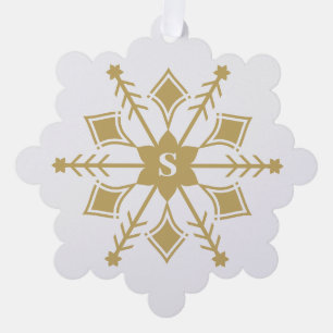 Contemporary Original Snowflake with Initial Tree Decoration Card