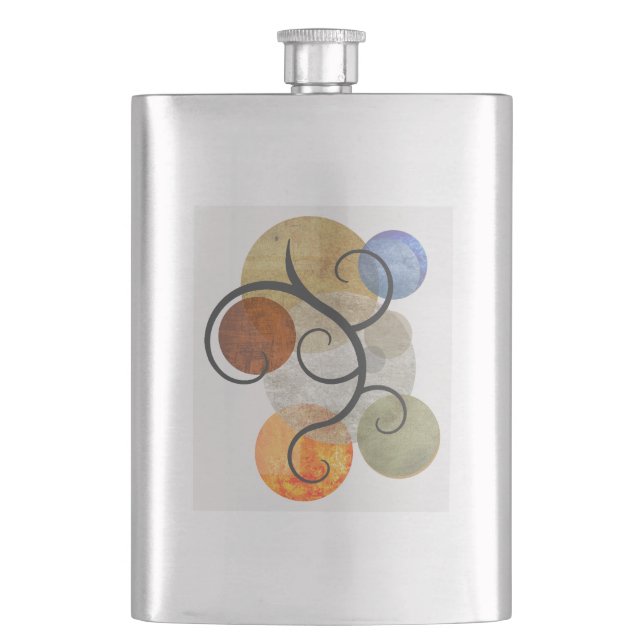 Contemporary Patterned Circles Hip Flask (Front)