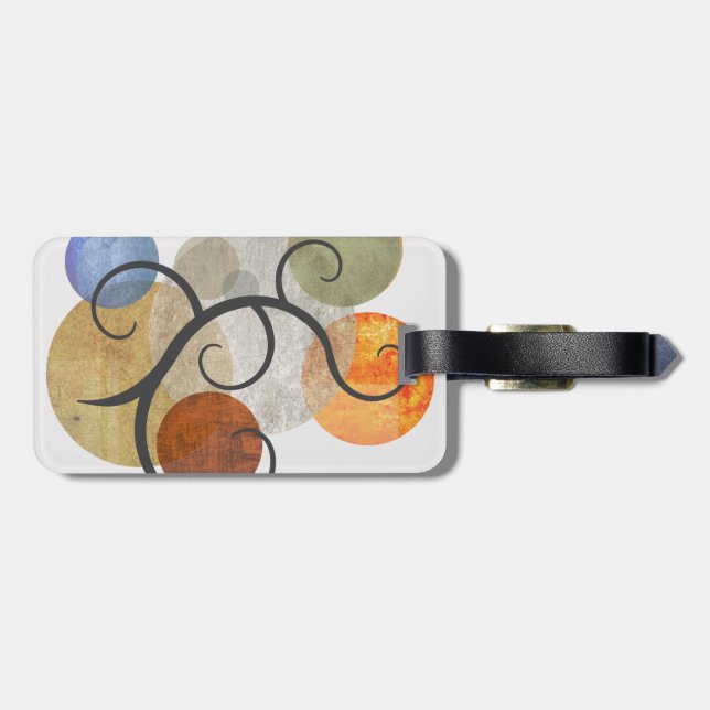 Contemporary Patterned Circles Luggage Tag (Back Horizontal)