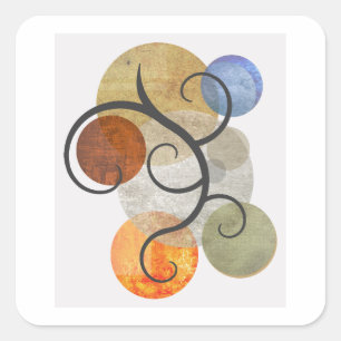 Contemporary Patterned Circles Square Sticker