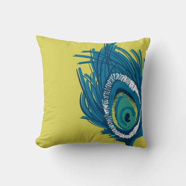 Contemporary Peacock Feather Pillow Style 1 (Front)