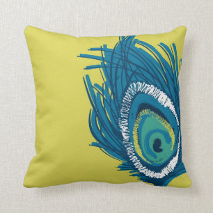 Contemporary Peacock Feather Pillow Style 1