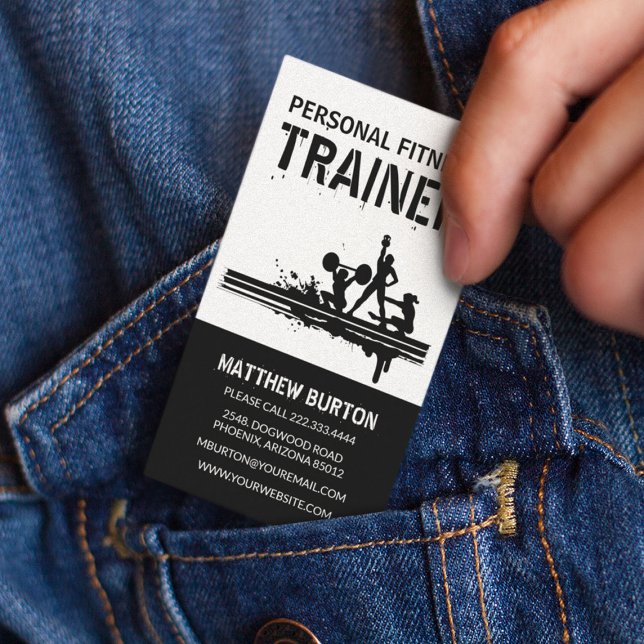 Contemporary Personal Fitness Trainder Business Card (Creator Uploaded)