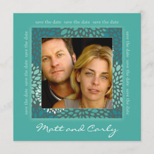Contemporary Petals Green Save Date Photo Invite