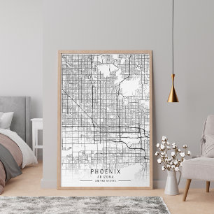 Contemporary Phoenix Arizona Street Map unframed Poster