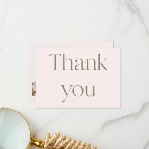 Contemporary Photo Blush Wedding Thank You Card