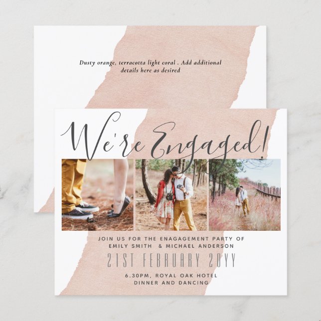 Contemporary PHOTO Engagement Party Invitations (Front/Back)